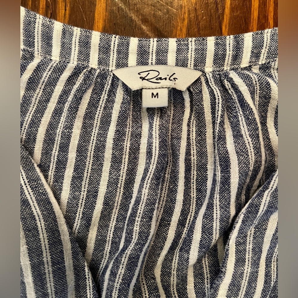 Rails Jasmine Tibet Striped Linen Smocked Dress L… - image 7